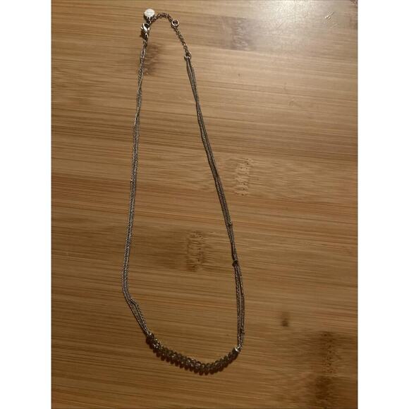 Stella And Dot Grey Crystal Necklace minimalist feminine sparkle vintage signed - Picture 1 of 3